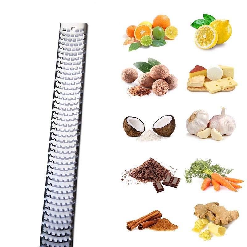 AdeptChef Citrus Lemon Zester & Cheese Grater by AdeptChef - Parmesan Cheese, Lemon, Ginger, Garlic, Nutmeg, Vegetables, Fruits - Very sharp Stainless Steel Blade Protective Cover, Dishwasher Safe - Image 2